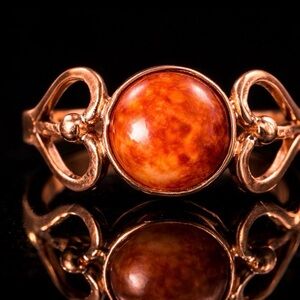 Orange Turquoise Copper Ring – Size 9 – New – Handmade Style Statement Ring